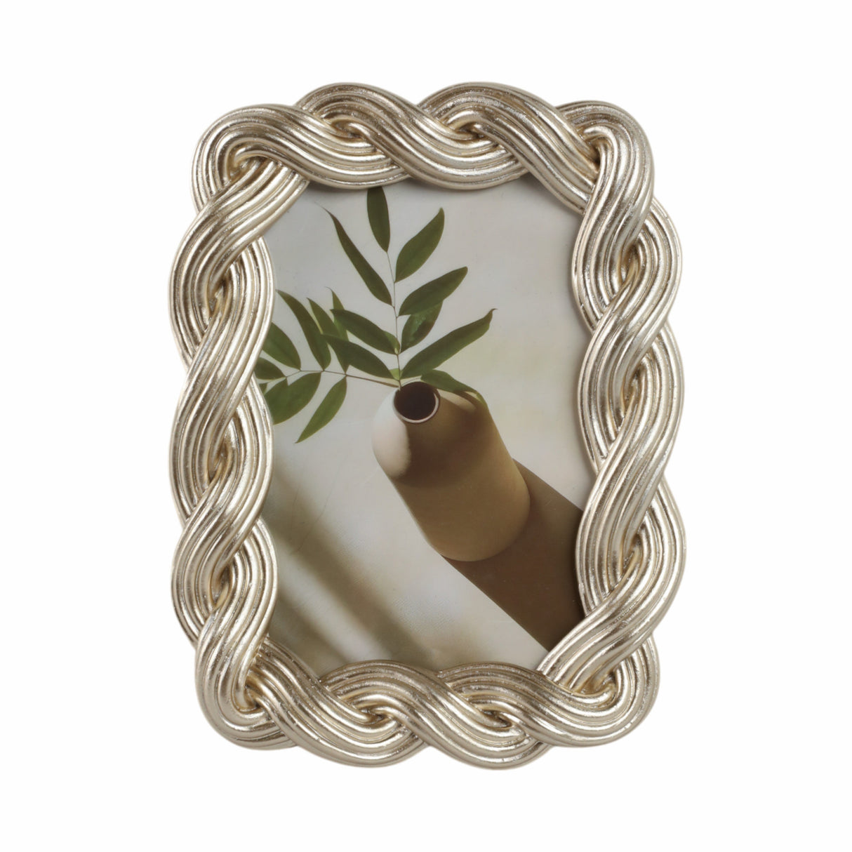 4x6 Polyresin Twisted Rope Photo Frame, Gold