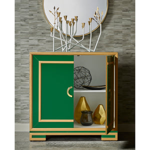 Two Door Emerald & Gold Glass Chest