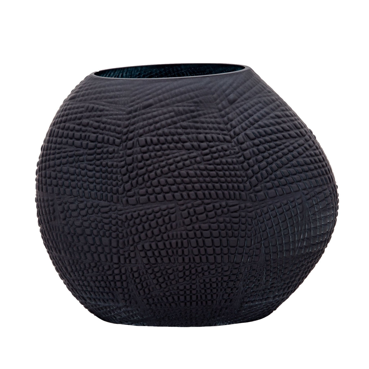 GLASS 10"H TEXTURED VASE, BLACK