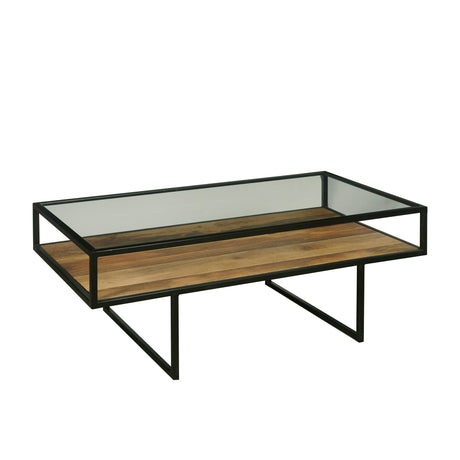 Iron Coffee Table with Glass Top