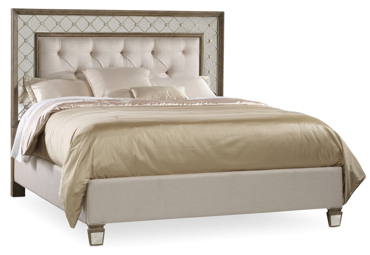 California King Mirrored Upholstered Bed