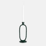 METAL, 11" OPEN OVAL TAPER CANDLEHOLDER, DARK GREE