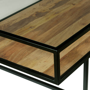 Iron Coffee Table with Glass Top