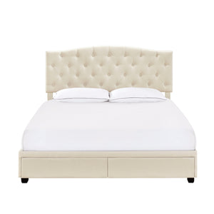 King Tufted Storage Bed - Linen