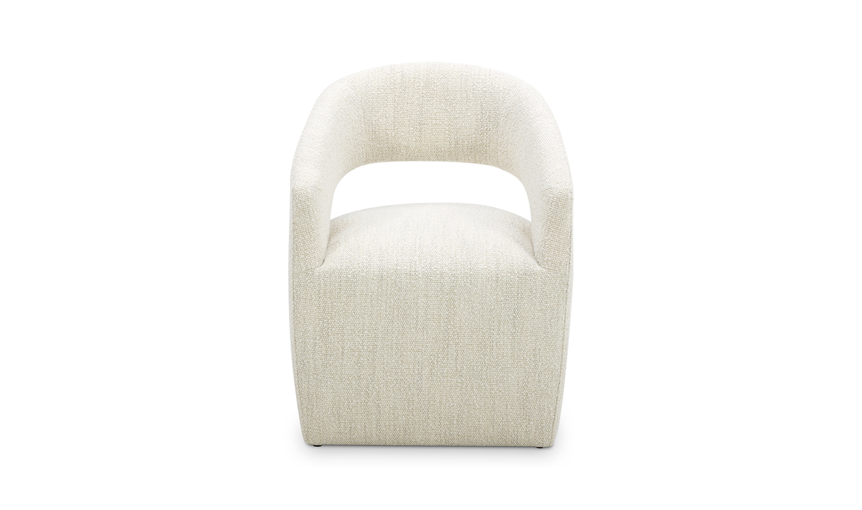 Barrow Rolling Dining Chair Performance Fabric White Mist