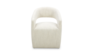 Barrow Rolling Dining Chair Performance Fabric White Mist