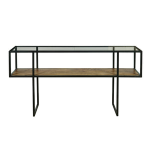 Iron Console Table with Glass Top