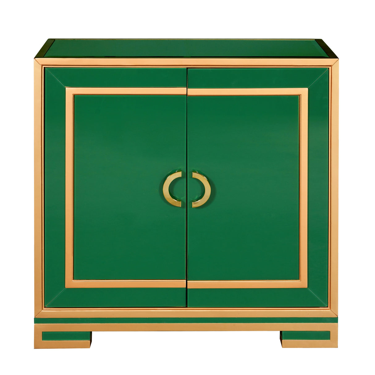 Two Door Emerald & Gold Glass Chest