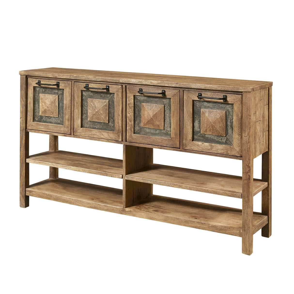 Rustic Stone Inserts Storage Console