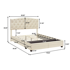 King Tufted Storage Bed - Linen