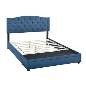 King Tufted Storage Bed - Denim