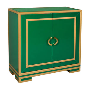 Two Door Emerald & Gold Glass Chest