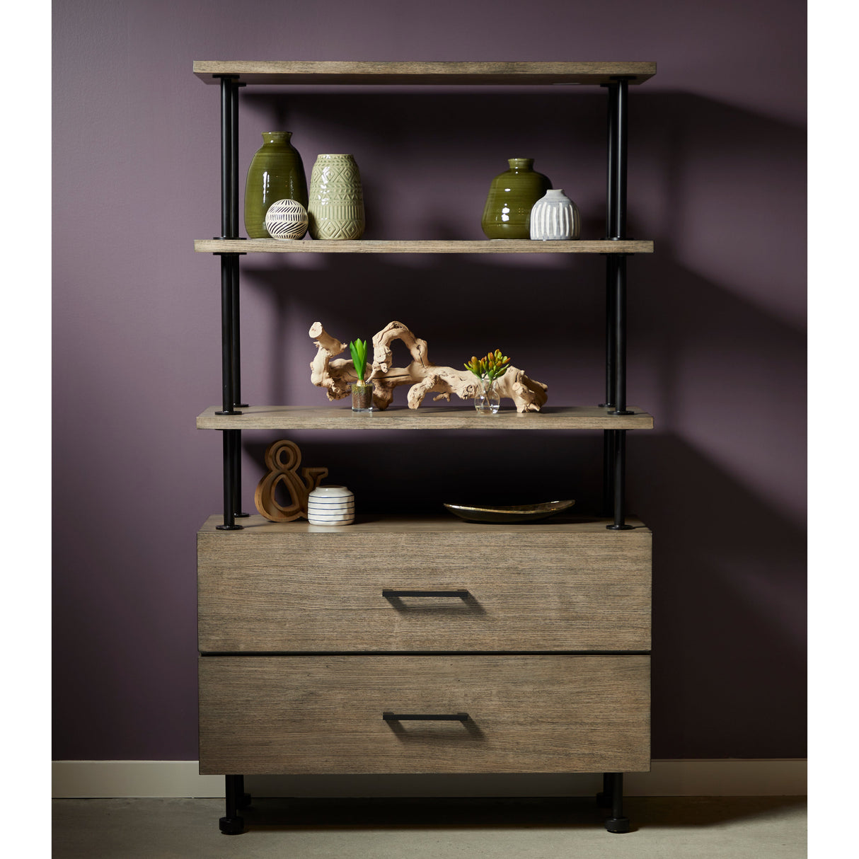 Industrial Two Drawer Etagere