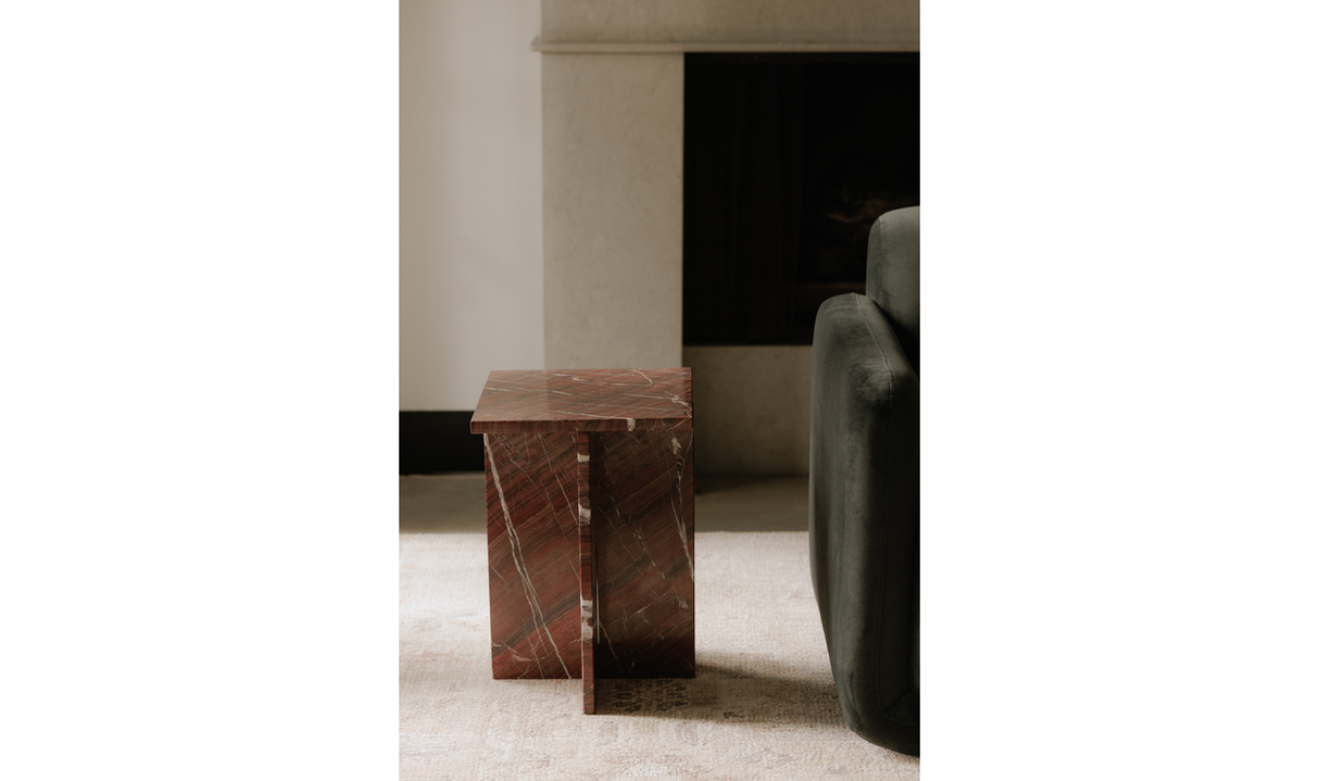 Blair Accent Table Rosso Levanto Marble