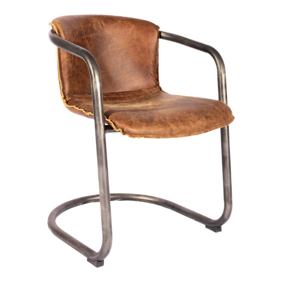 Benedict Dining Chair Grazed Brown Leather -M2