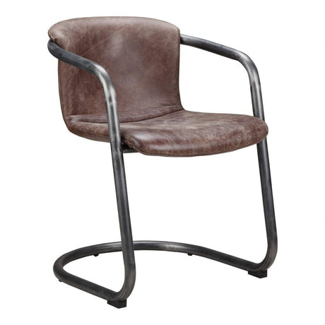 Freeman Dining Chair Grazed Brown Leather-M2