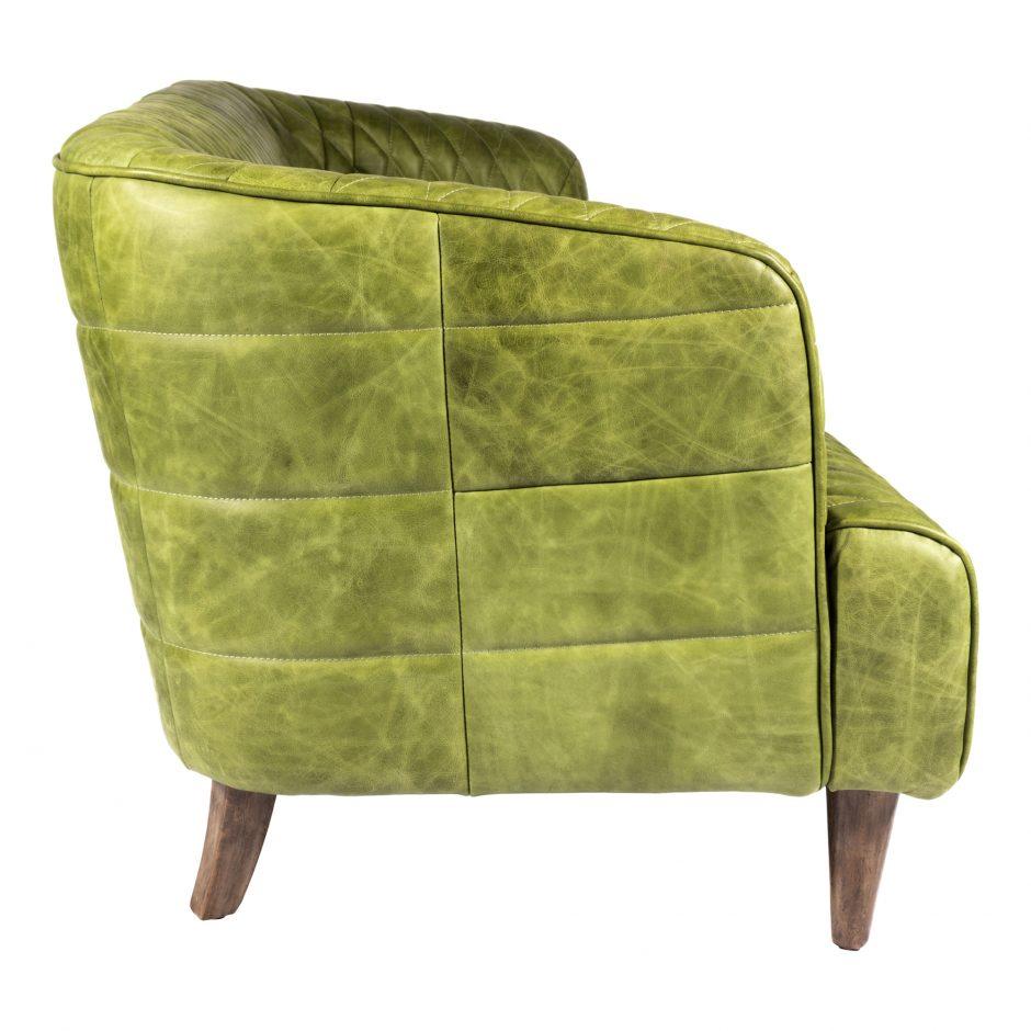 Magdelan Tufted Leather Sofa Emerald