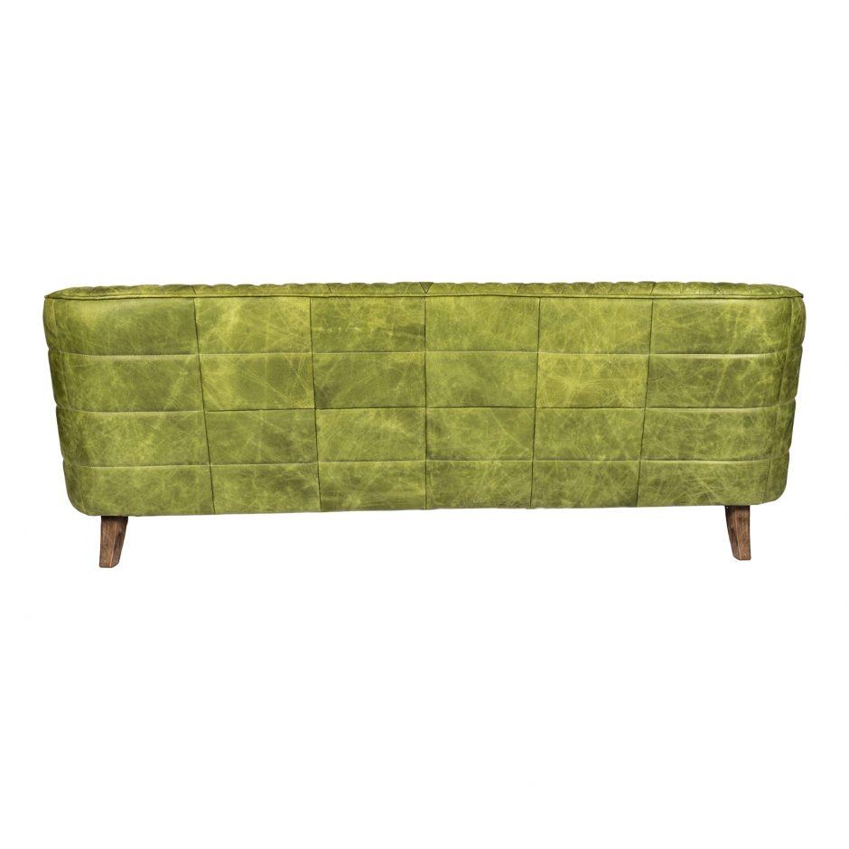 Magdelan Tufted Leather Sofa Emerald