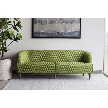 Magdelan Tufted Leather Sofa Emerald