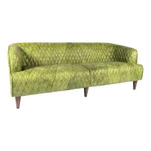 Magdelan Tufted Leather Sofa Emerald