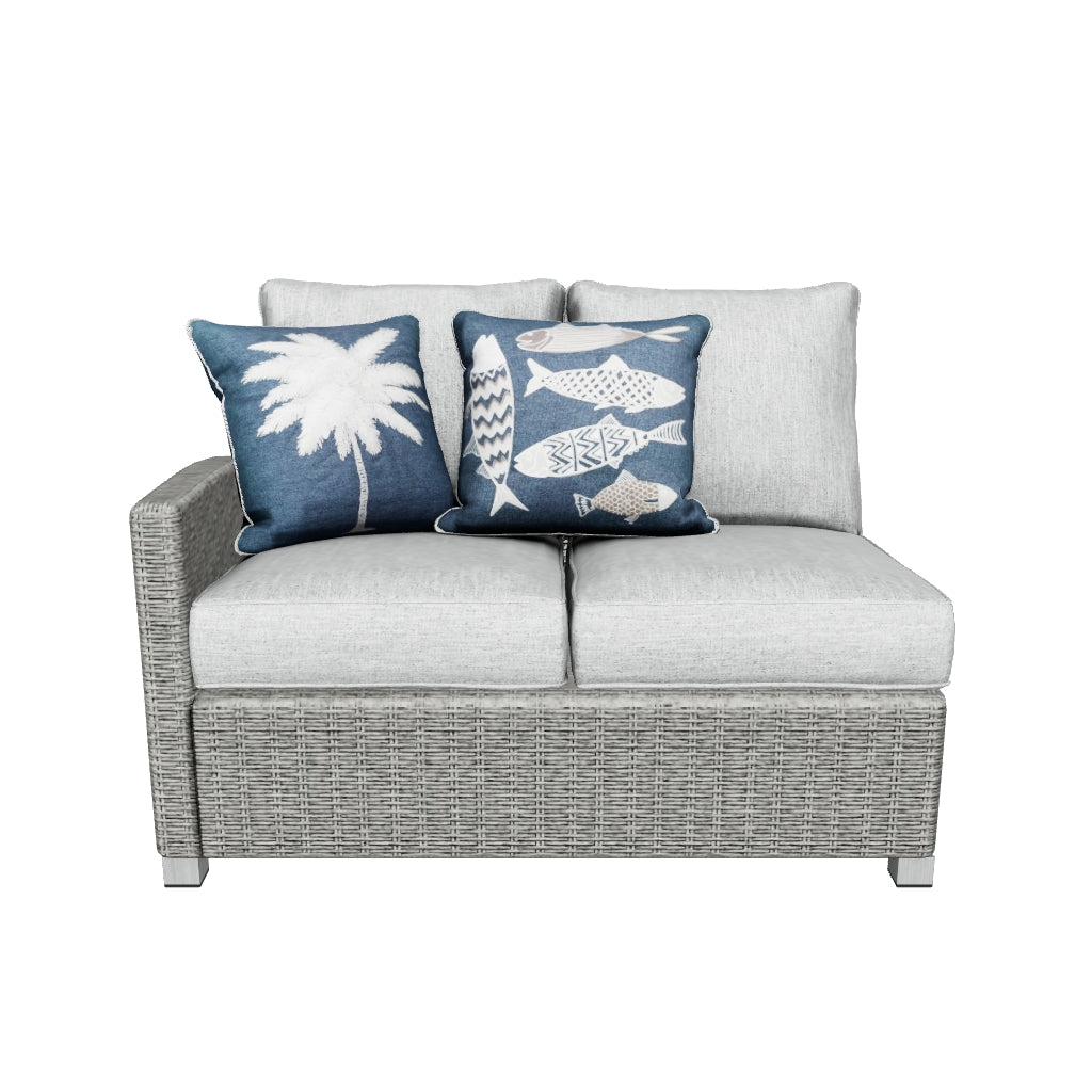 Naples Beach Outdoor Right and Left-arm Facing Loveseat with Cushion (Set of 2)