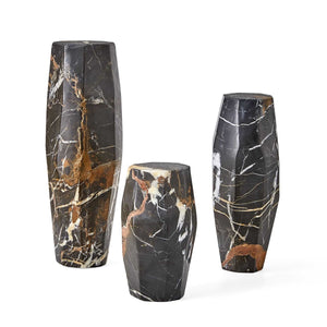 Multifaceted Taper Candleholders - Marble, S/3