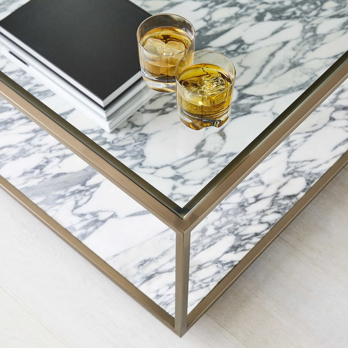 Floating Plane Cocktail Table - Marble/Brass