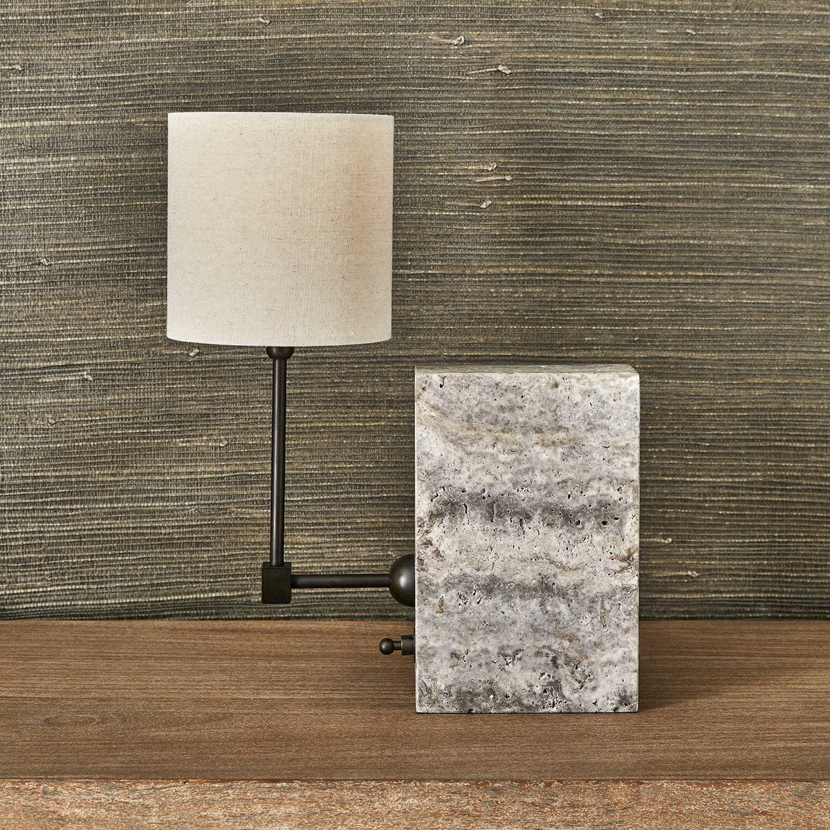 On a Shelf Mini Lamp - Travertine/Bronze