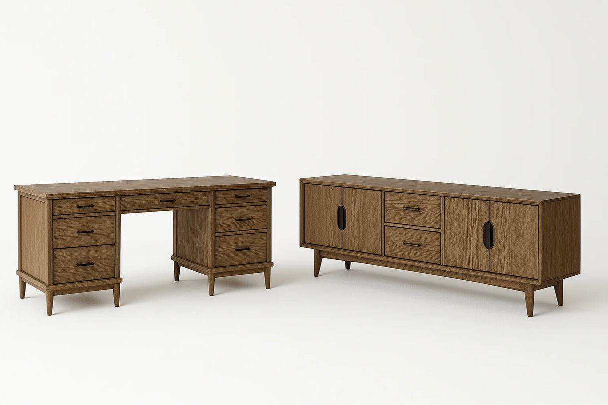 Roanhowe TV Stand And Home Office Desk Set