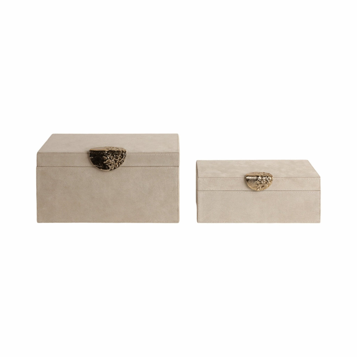 S/2 10/12" Pretoria Suede Boxes W/metak Hardware,