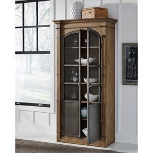 Metal Door Lt  Oak Display Cabinet