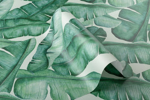 Watercolor Green Tropical Leaves Repeat Pattern Wallpaper