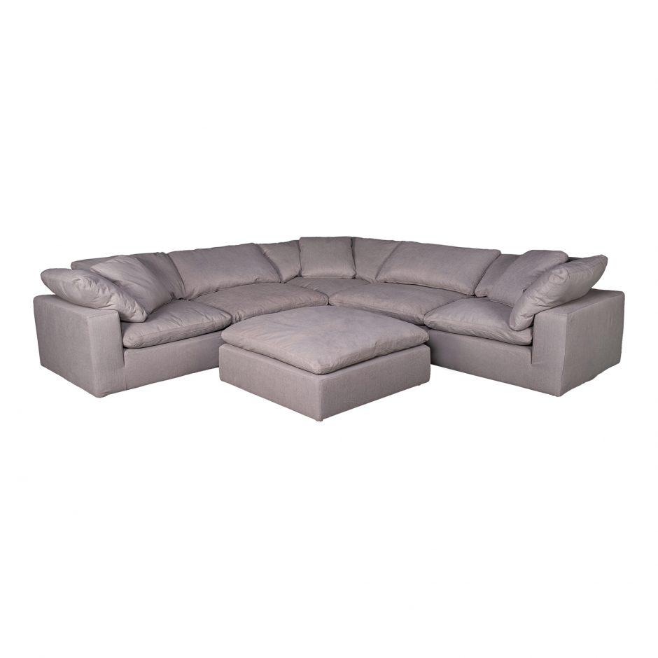 Clay Ottoman Livesmart Fabric Light Grey