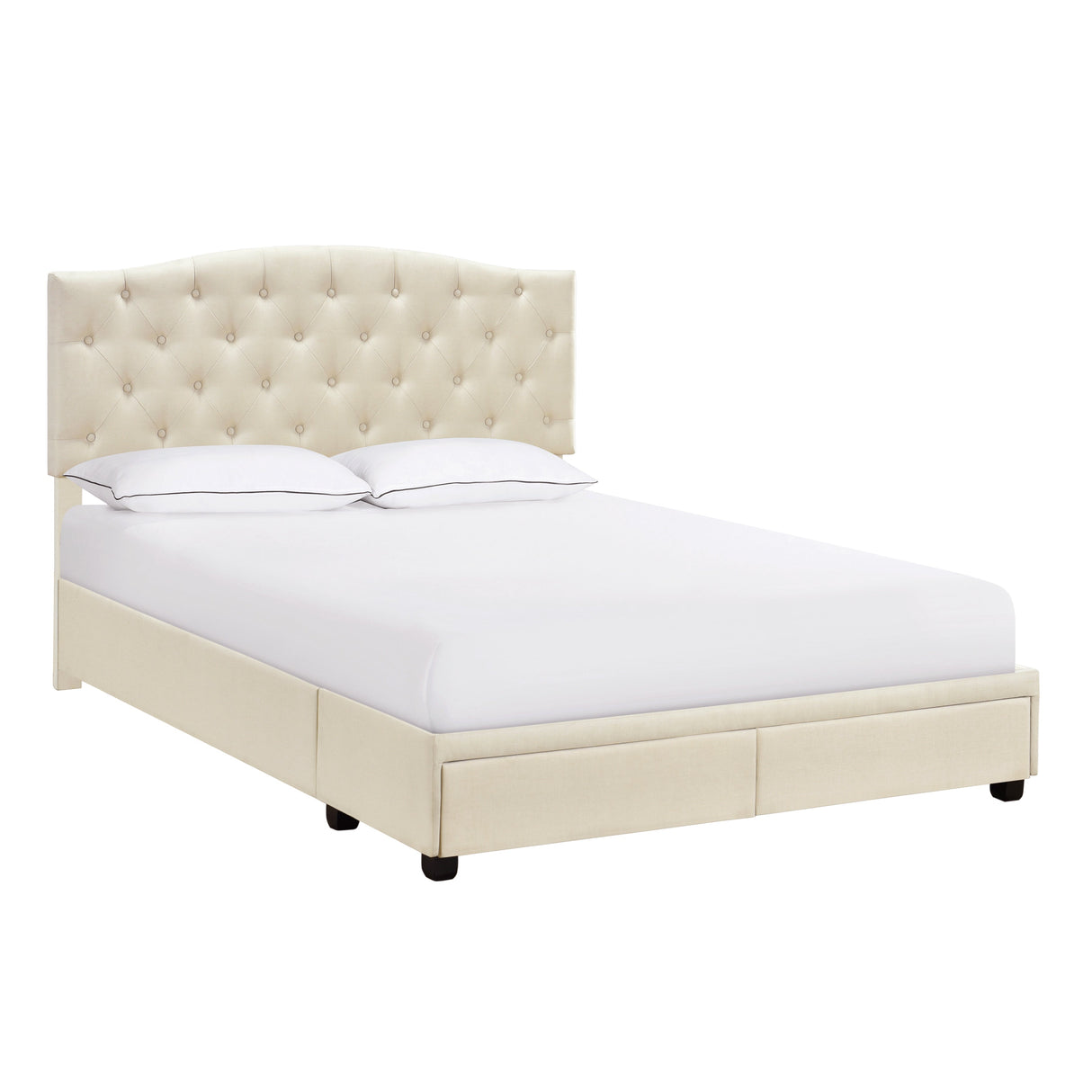 King Tufted Storage Bed - Linen