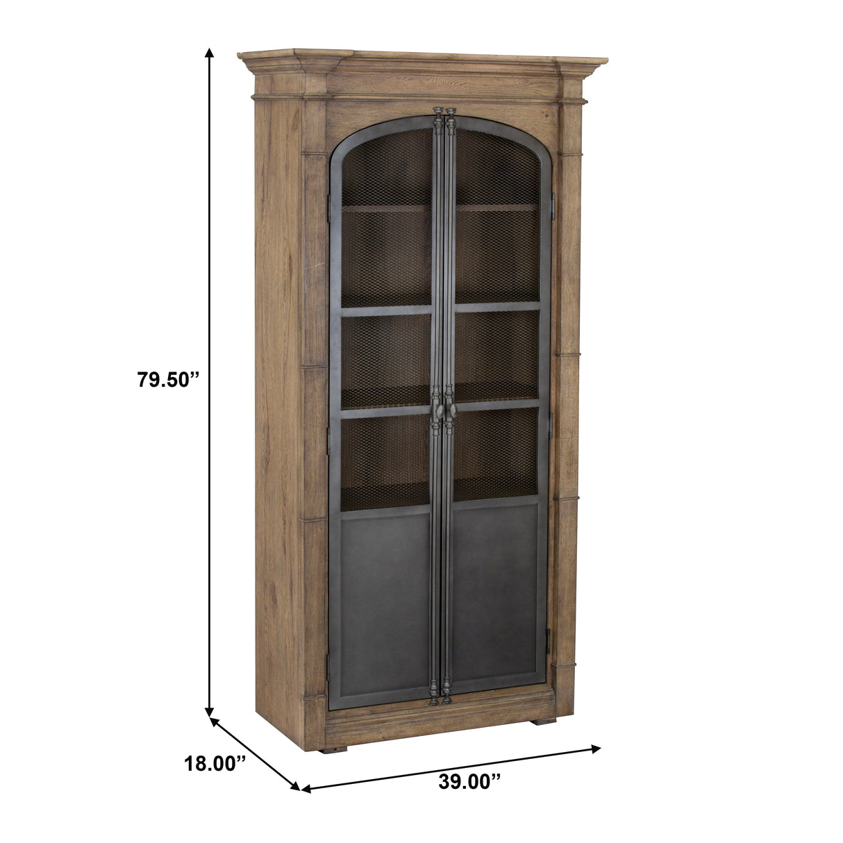 Metal Door Lt  Oak Display Cabinet